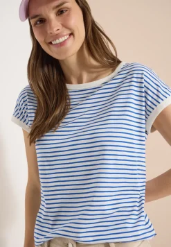 T-Shirt mit Boat Neck und Streifen