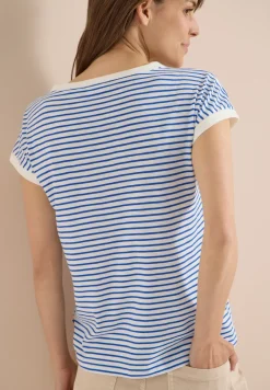 T-Shirt mit Boat Neck und Streifen