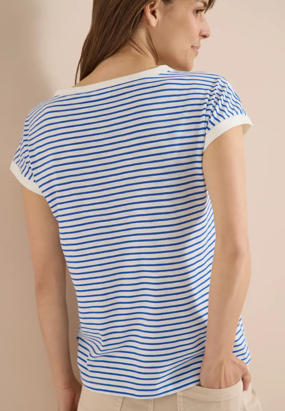 T-Shirt mit Boat Neck und Streifen