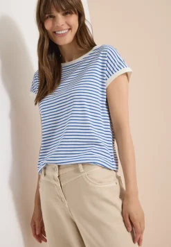 T-Shirt mit Boat Neck und Streifen