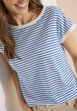 T-Shirt mit Boat Neck und Streifen