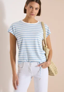 T-Shirt mit Boat Neck und Streifen