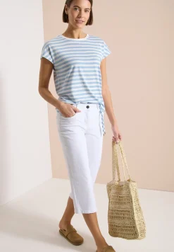 T-Shirt mit Boat Neck und Streifen