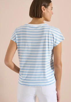T-Shirt mit Boat Neck und Streifen