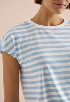 T-Shirt mit Boat Neck und Streifen