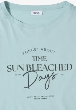 T-Shirt mit Boat Neck und Wording Artwork