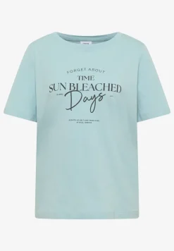 T-Shirt mit Boat Neck und Wording Artwork