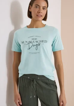 T-Shirt mit Boat Neck und Wording Artwork