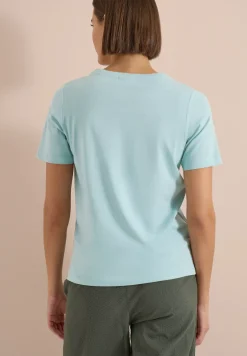T-Shirt mit Boat Neck und Wording Artwork
