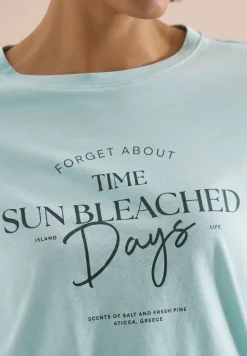 T-Shirt mit Boat Neck und Wording Artwork