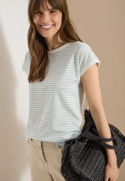 T-Shirt mit Boat Neck und Streifen