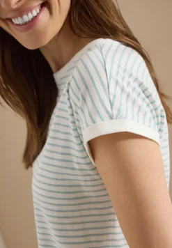 T-Shirt mit Boat Neck und Streifen
