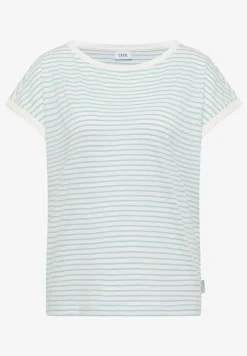 T-Shirt mit Boat Neck und Streifen