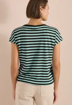 T-Shirt mit Boat Neck und Streifen