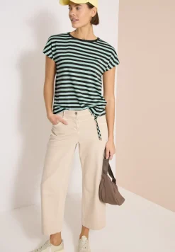 T-Shirt mit Boat Neck und Streifen