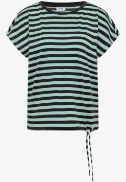 T-Shirt mit Boat Neck und Streifen