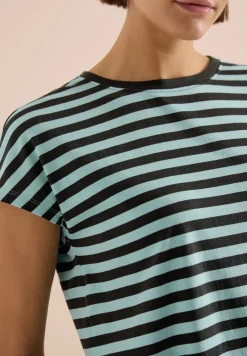 T-Shirt mit Boat Neck und Streifen