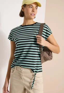 T-Shirt mit Boat Neck und Streifen