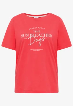 T-Shirt mit Boat Neck und Wording Artwork