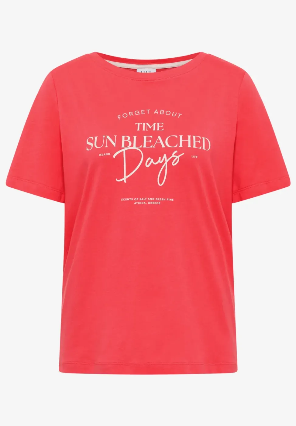 T-Shirt mit Boat Neck und Wording Artwork