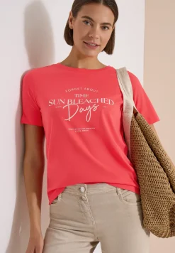 T-Shirt mit Boat Neck und Wording Artwork