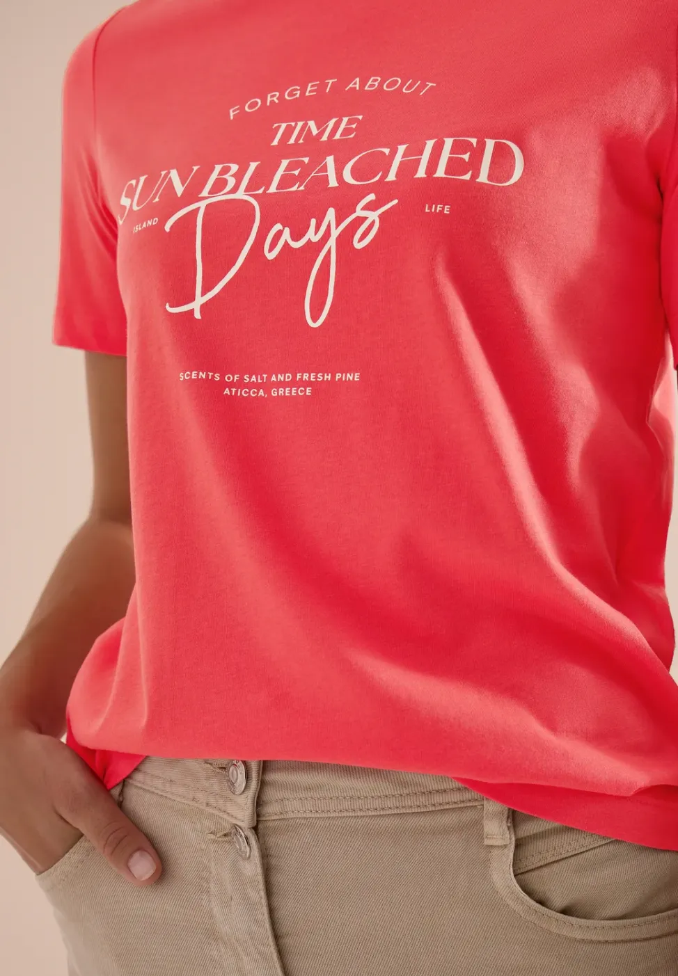 T-Shirt mit Boat Neck und Wording Artwork