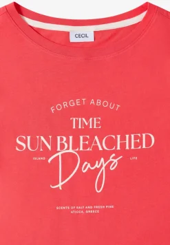 T-Shirt mit Boat Neck und Wording Artwork