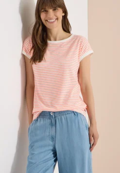 T-Shirt mit Boat Neck und Streifen