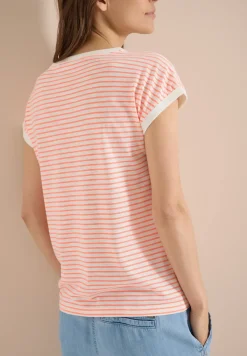 T-Shirt mit Boat Neck und Streifen