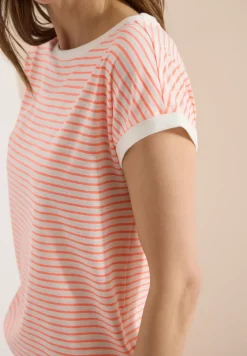 T-Shirt mit Boat Neck und Streifen