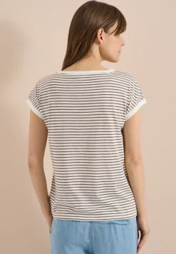T-Shirt mit Boat Neck und Streifen