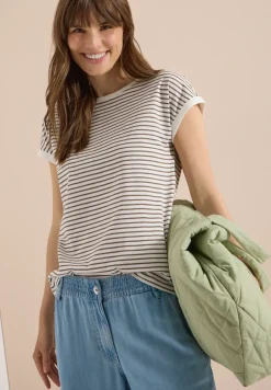 T-Shirt mit Boat Neck und Streifen
