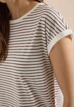 T-Shirt mit Boat Neck und Streifen