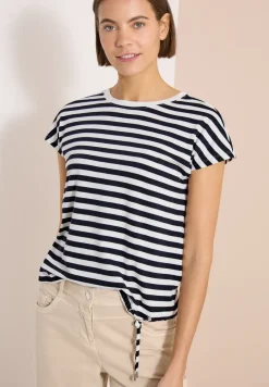 T-Shirt mit Boat Neck und Streifen