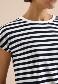 T-Shirt mit Boat Neck und Streifen