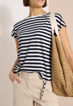 T-Shirt mit Boat Neck und Streifen