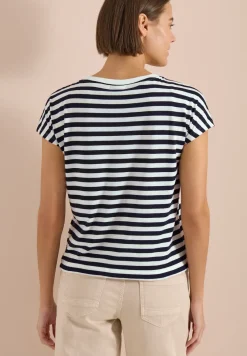 T-Shirt mit Boat Neck und Streifen