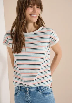 T-Shirt mit Boat Neck und Turn-Up-Detail