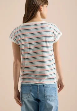 T-Shirt mit Boat Neck und Turn-Up-Detail