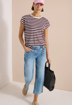 T-Shirt mit Boat Neck und Streifen
