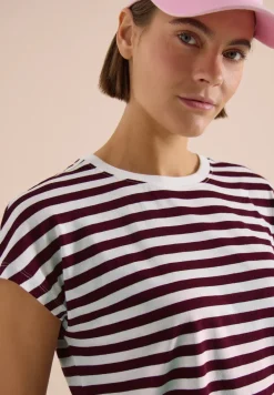 T-Shirt mit Boat Neck und Streifen