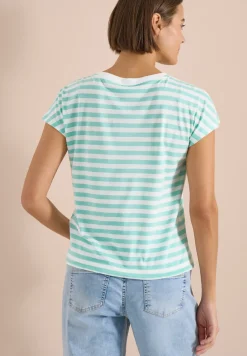 T-Shirt mit Boat Neck und Streifen