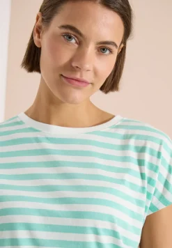 T-Shirt mit Boat Neck und Streifen