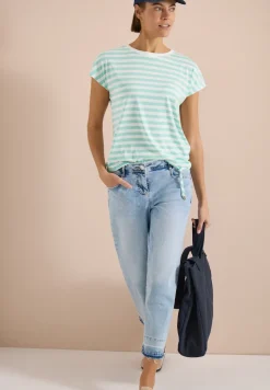 T-Shirt mit Boat Neck und Streifen