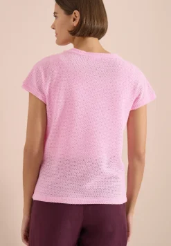 T-Shirt mit Boatneck im Ajour-Look