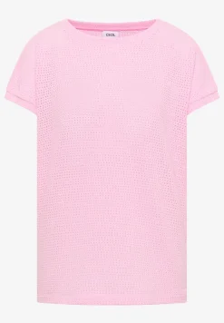 T-Shirt mit Boatneck im Ajour-Look