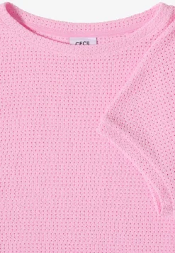 T-Shirt mit Boatneck im Ajour-Look