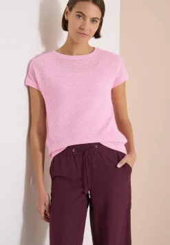 T-Shirt mit Boatneck im Ajour-Look