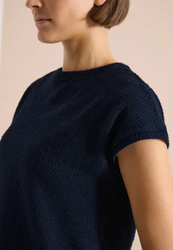 T-Shirt mit Boatneck im Ajour-Look
