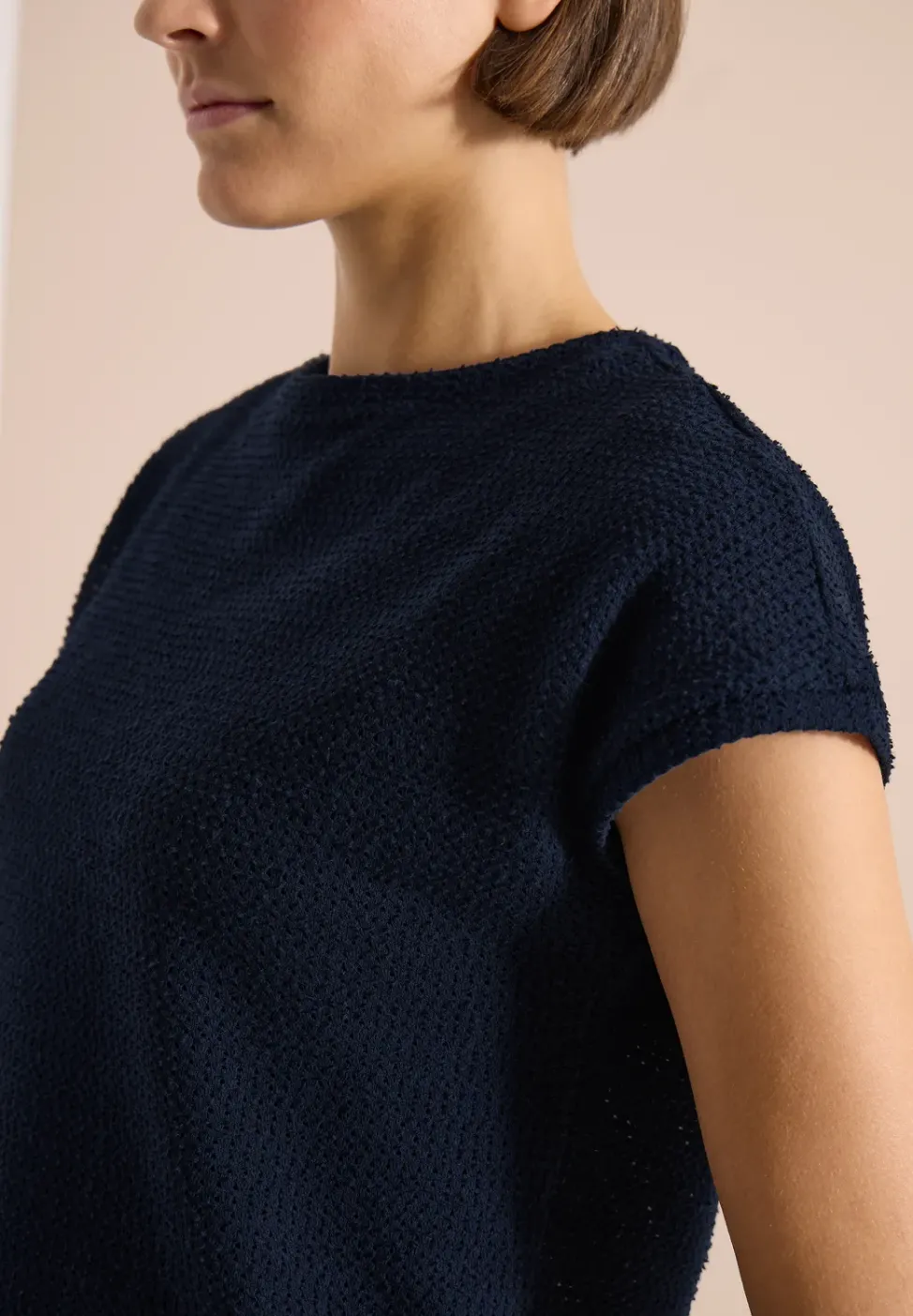 T-Shirt mit Boatneck im Ajour-Look